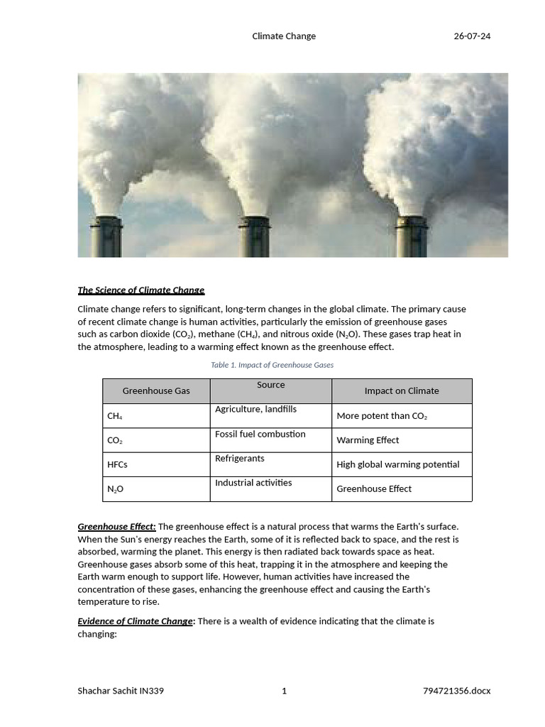 Climate Change Document Practice | PDF | Climate Change | Greenhouse Gas