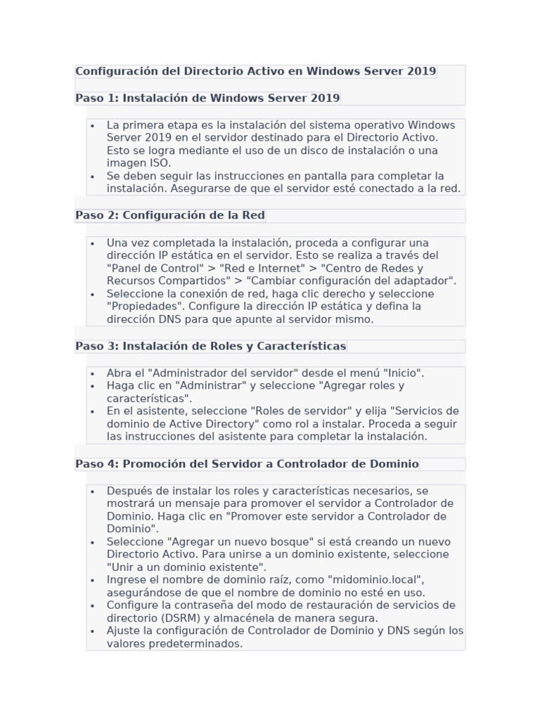 Configuración Del Directorio Activo en Windows Server 2019 | PDF