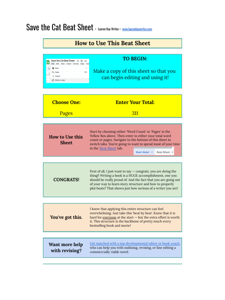 Save the Cat Beat Sheet Guide | PDF
