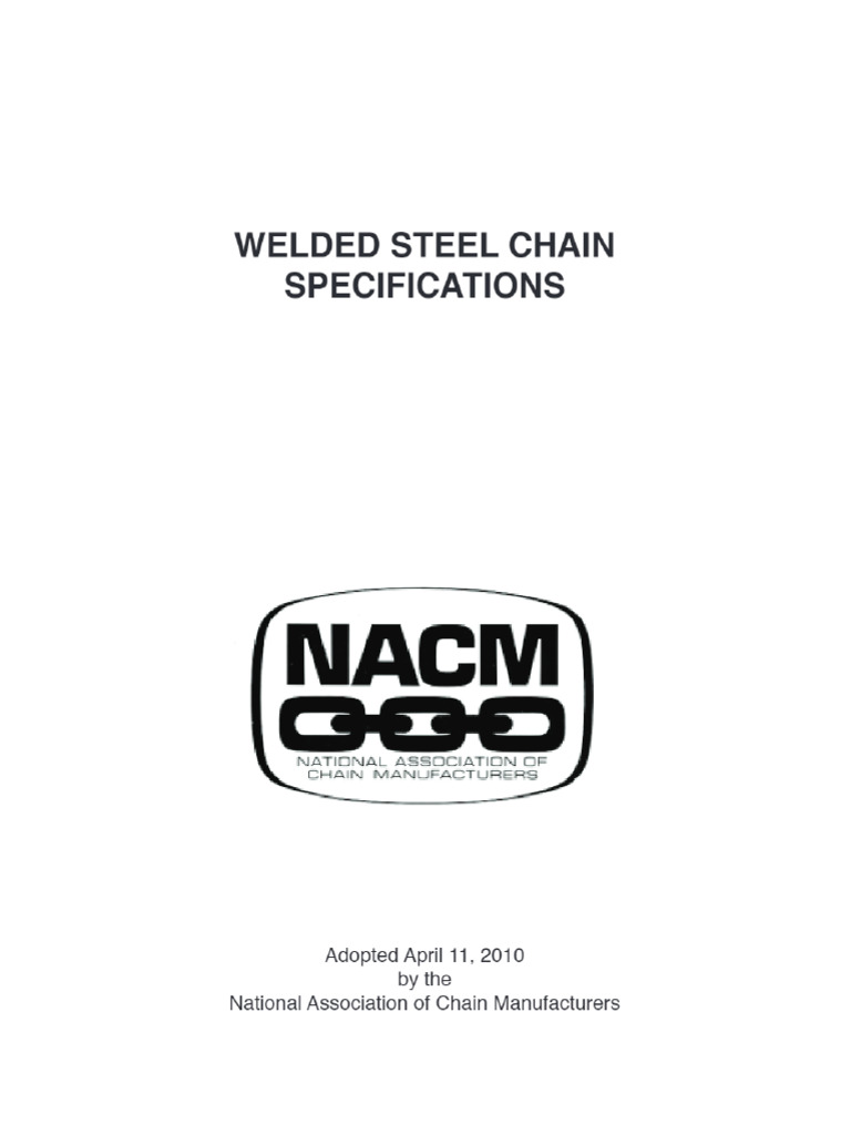 NACM Welded Steel Chain Specifications, Welded Chain Grades | PDF
