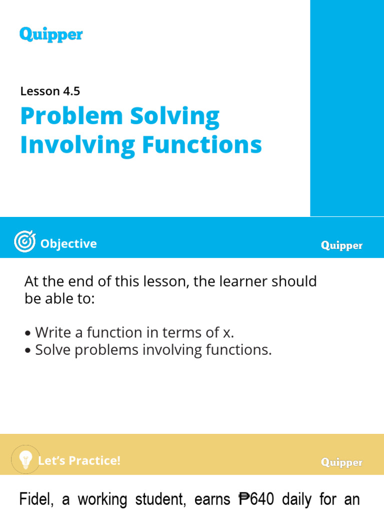 Lesson 4.5 Problem Solving Involving Function | PDF
