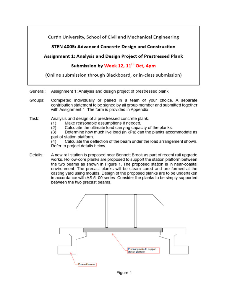 Assessment 1 Analysis and Design Project of Prestressed Plank | PDF