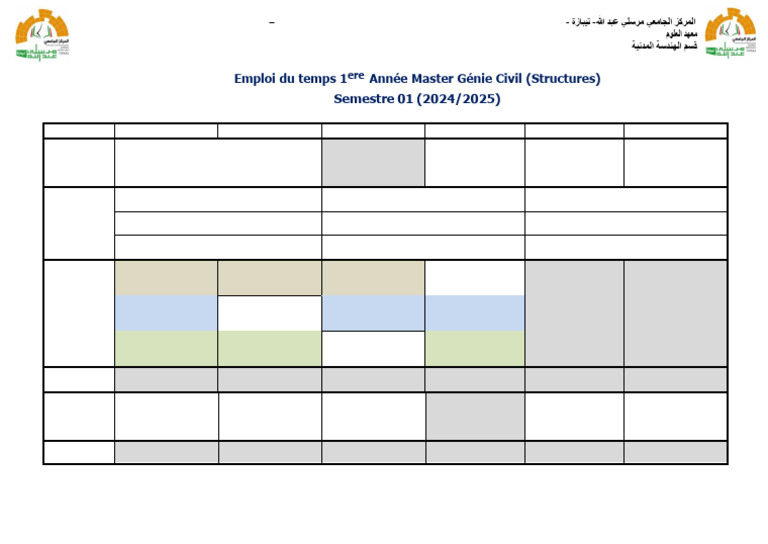 Emploi Du Temps M1 - GC - Structures Final 2024-2025 | PDF