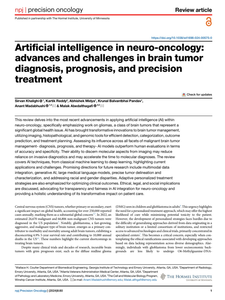 AI Innovations in Neuro-Oncology | PDF | Brain Tumor | Medical Imaging