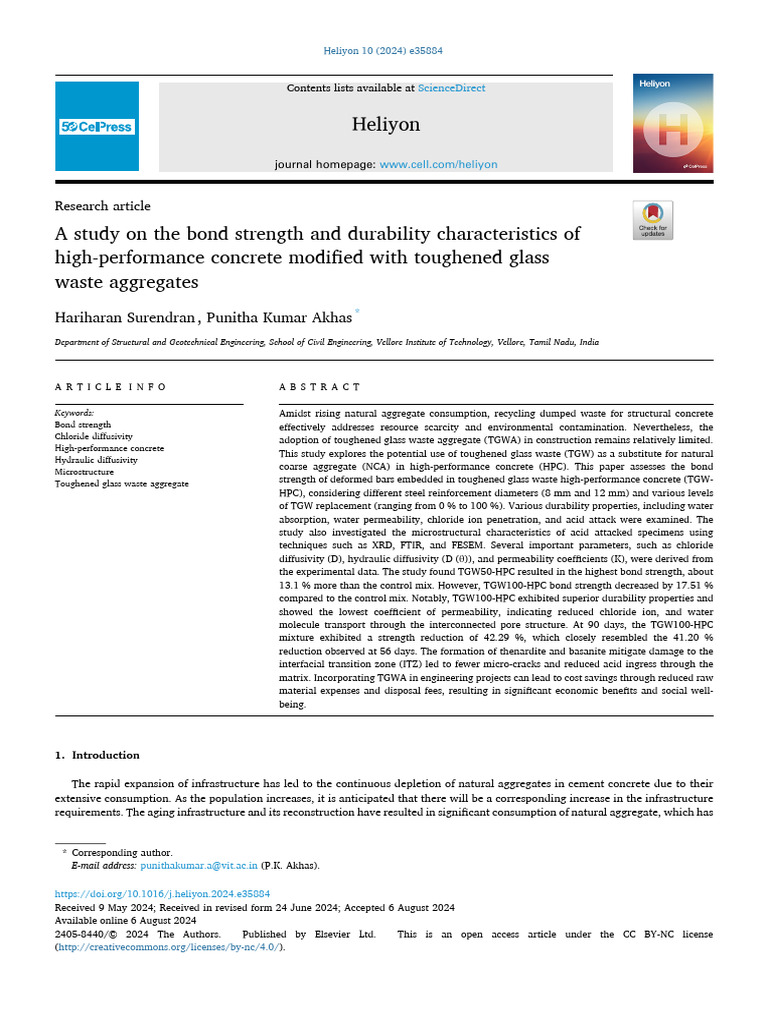 A Study On The Bond Strength and Durability Characteristics of High ...