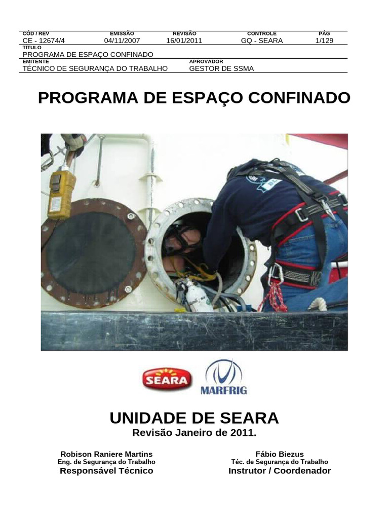CE-12674 Programa de Espaço Confinado Seara 2011 | PDF