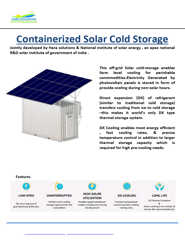 Solar Cold Storage | PDF | Refrigeration | Solar Energy