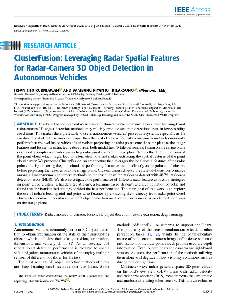 ClusterFusion Leveraging Radar Spatial Features For Radar-Camera 3D ...