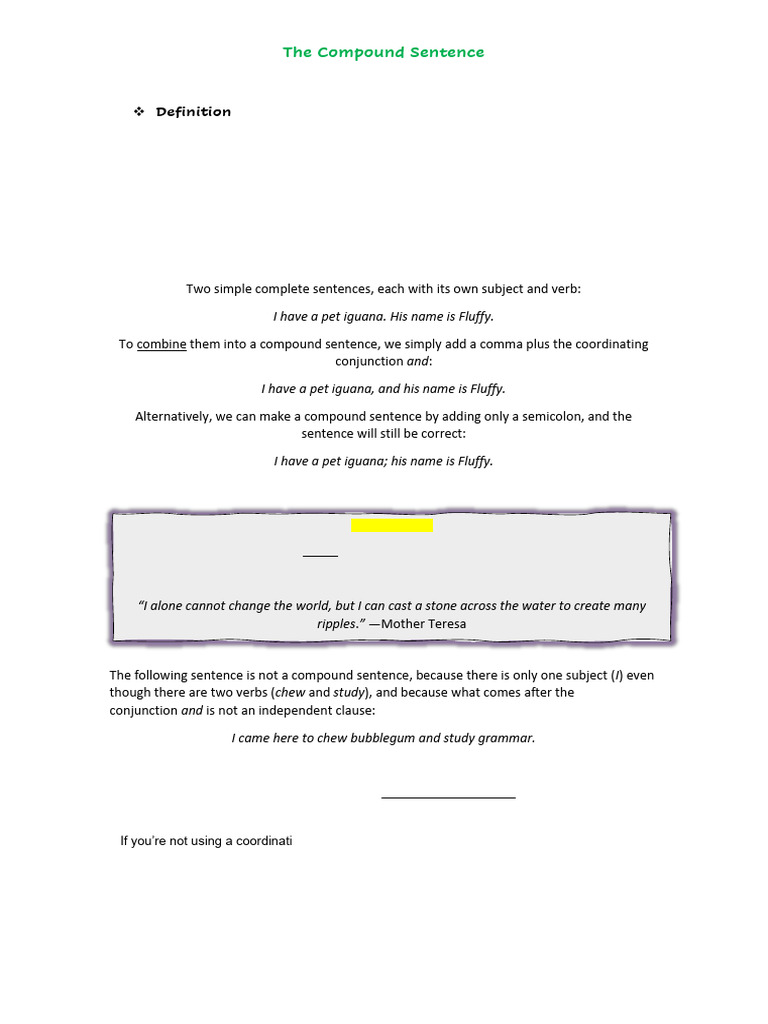 The Compound Sentence | PDF