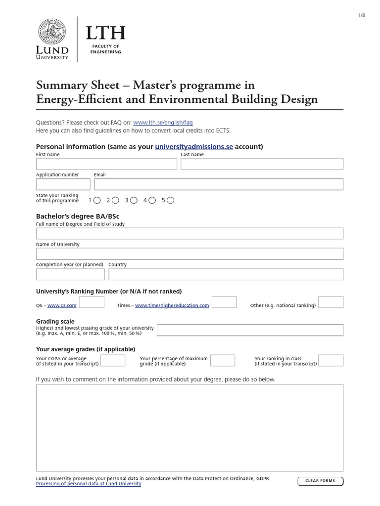 Summary Sheet EEEBD | PDF