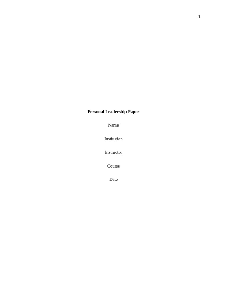 Personal Leadership Paper | PDF