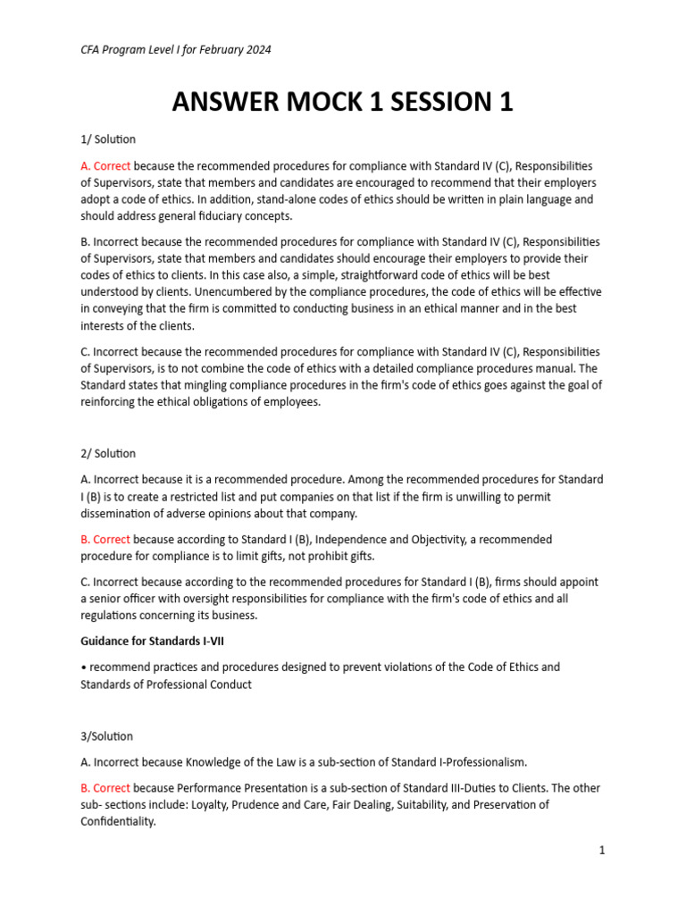 Answer Mock 1 Session 1 | PDF