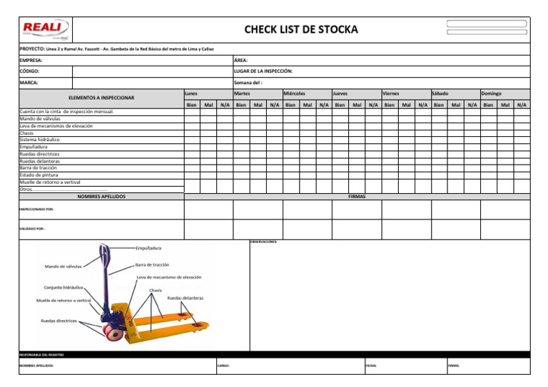Check List Semanal STOCKA | PDF