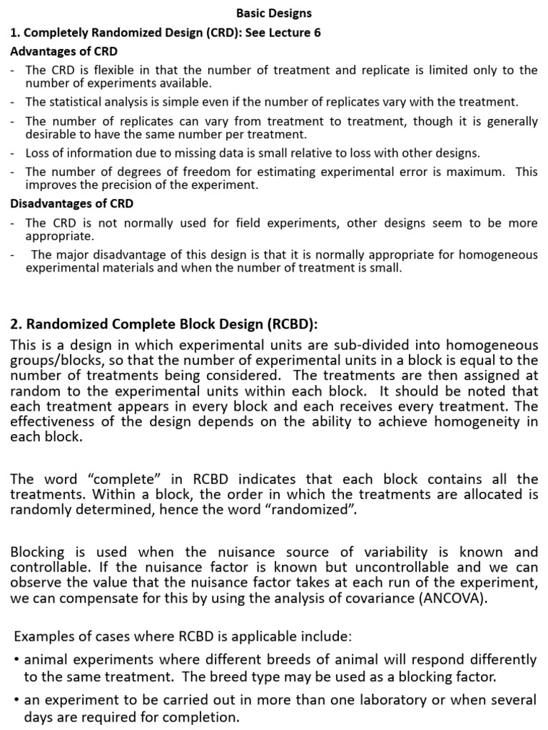 Lecture 7 - 1 Basic Designs | PDF