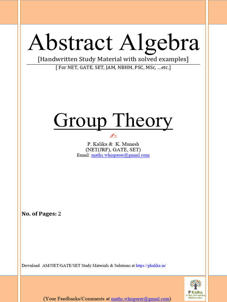 Group Theory Study Material for Exams | PDF | Group (Mathematics ...