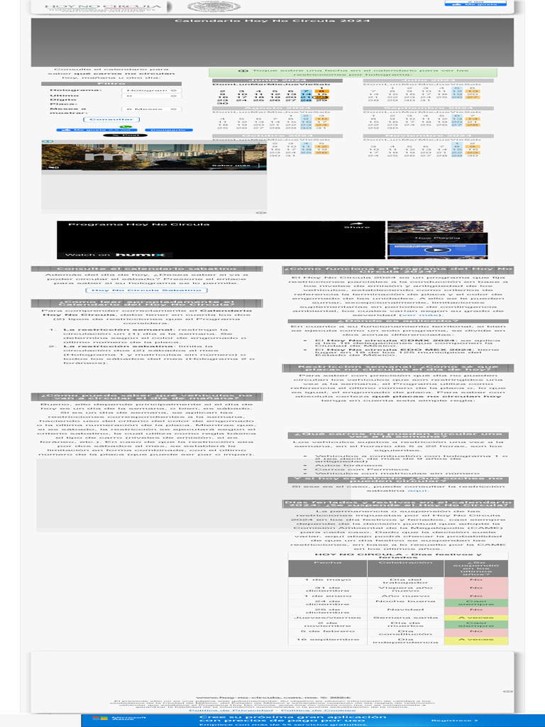 Calendario Hoy No Circula 2024 Pdf
