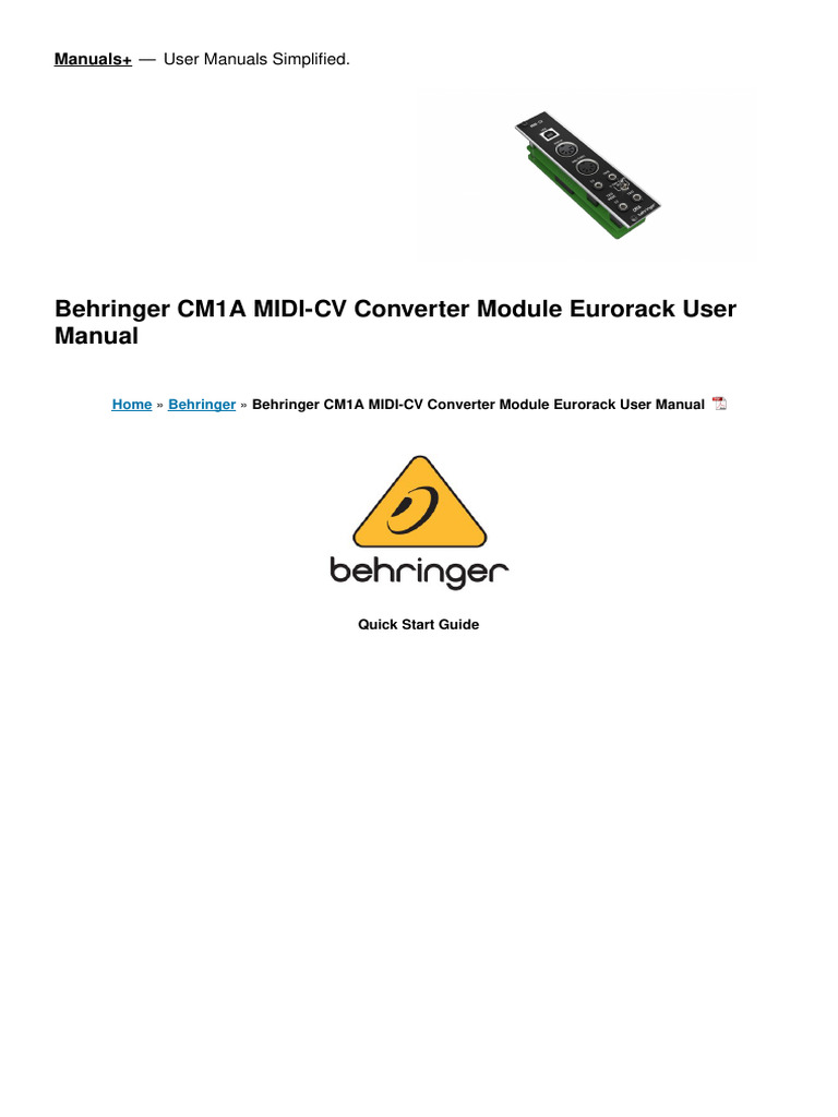 Behringer CM1A　MIDI-CV変換モジュール BEHRINGER MIDI/CVコンバーターモジュールCM1A新品在庫状況をご