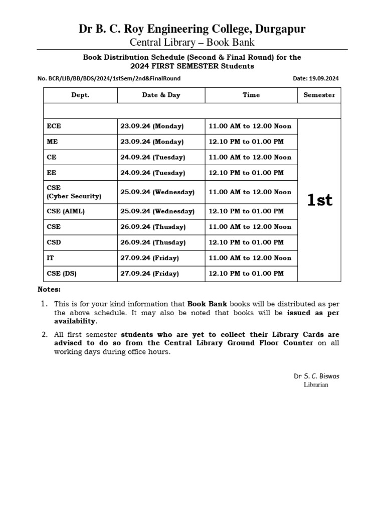 DR B. C. Roy Engineering College, Durgapur: Central Library - Book Bank ...