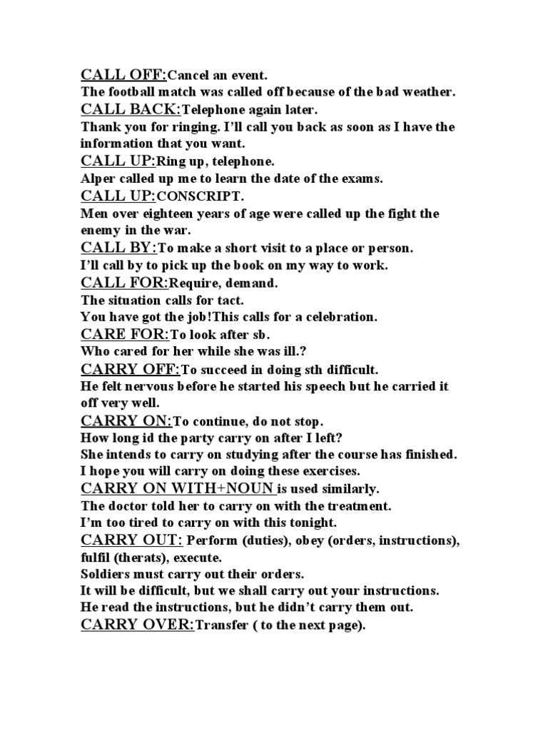 Understanding Phrasal Verbs: Call Terms | PDF