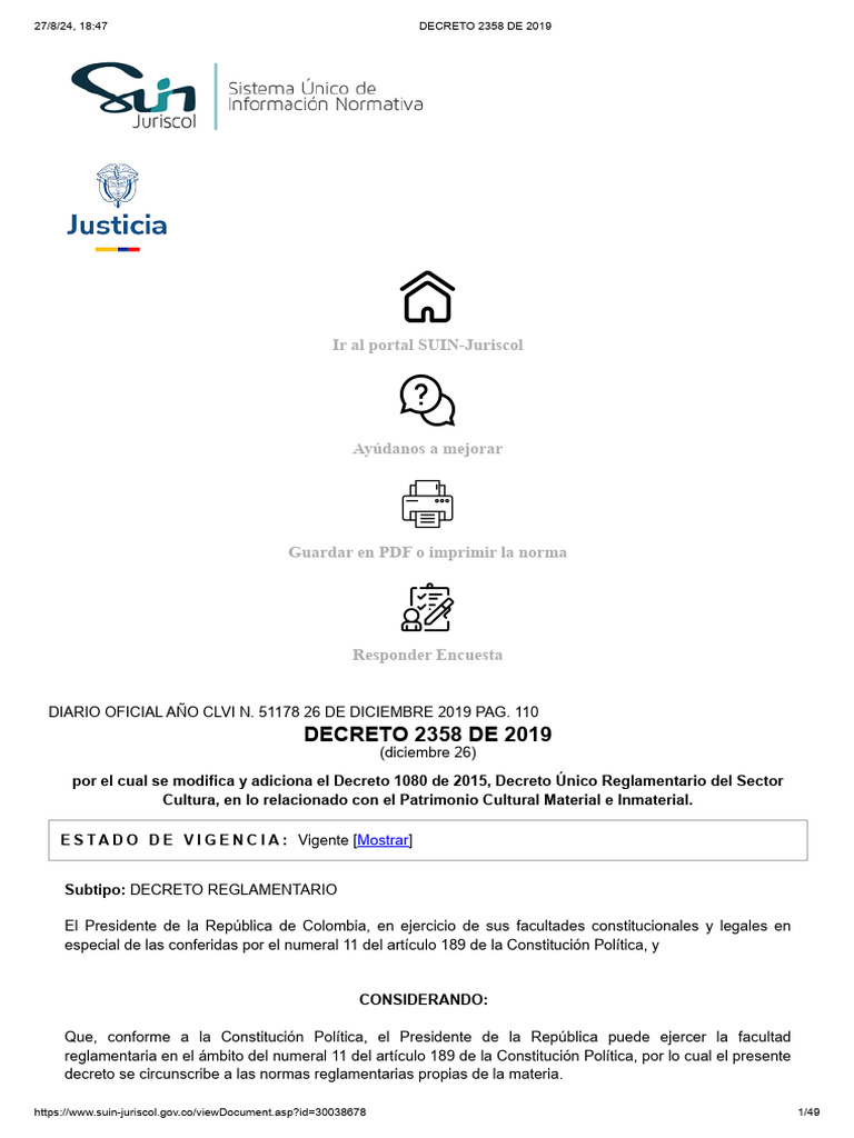 Decreto 2358 de 2019 | PDF