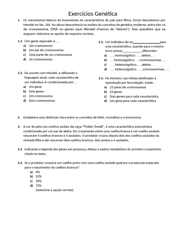Exercícios de Genética | PDF