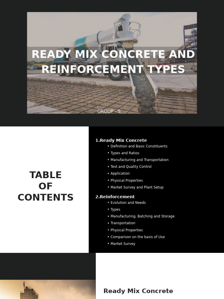 Ready Mix Concrete and Reinforcement Types | PDF