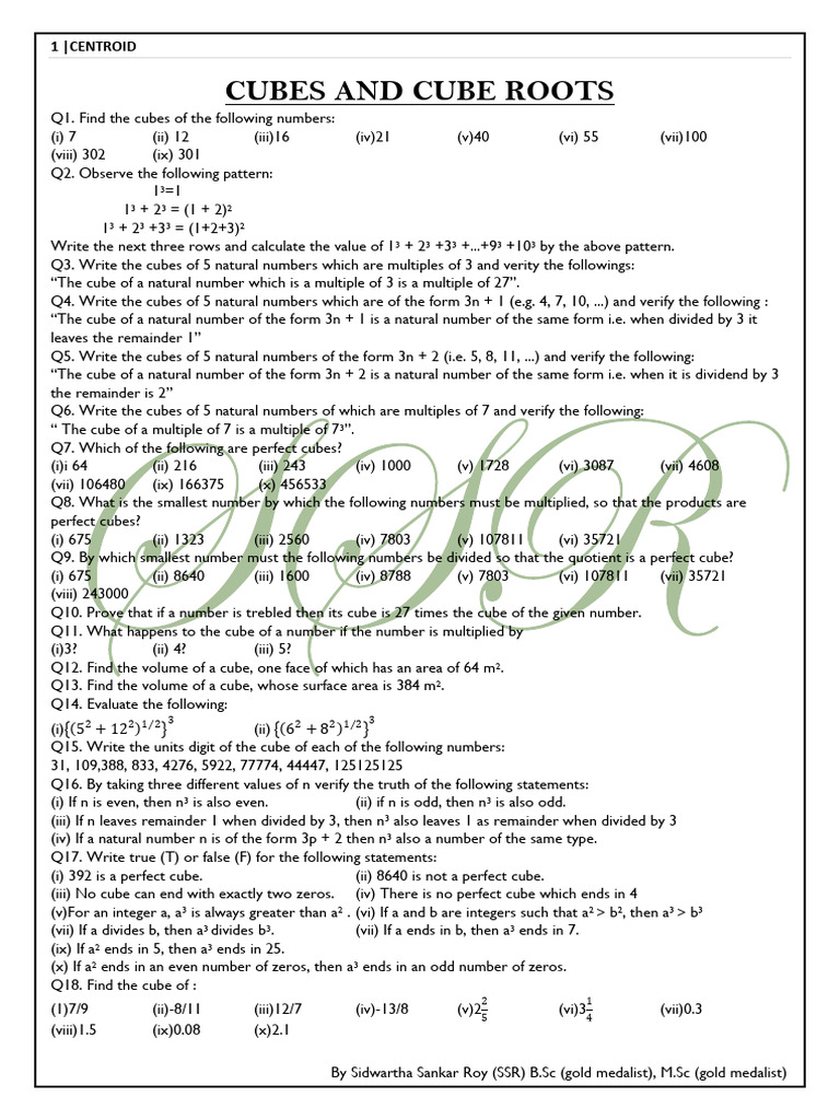 Cube Calculations and Properties Guide | PDF | Volume | Arithmetic