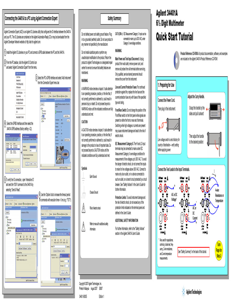 HP 34401A Quick Start Guide | PDF