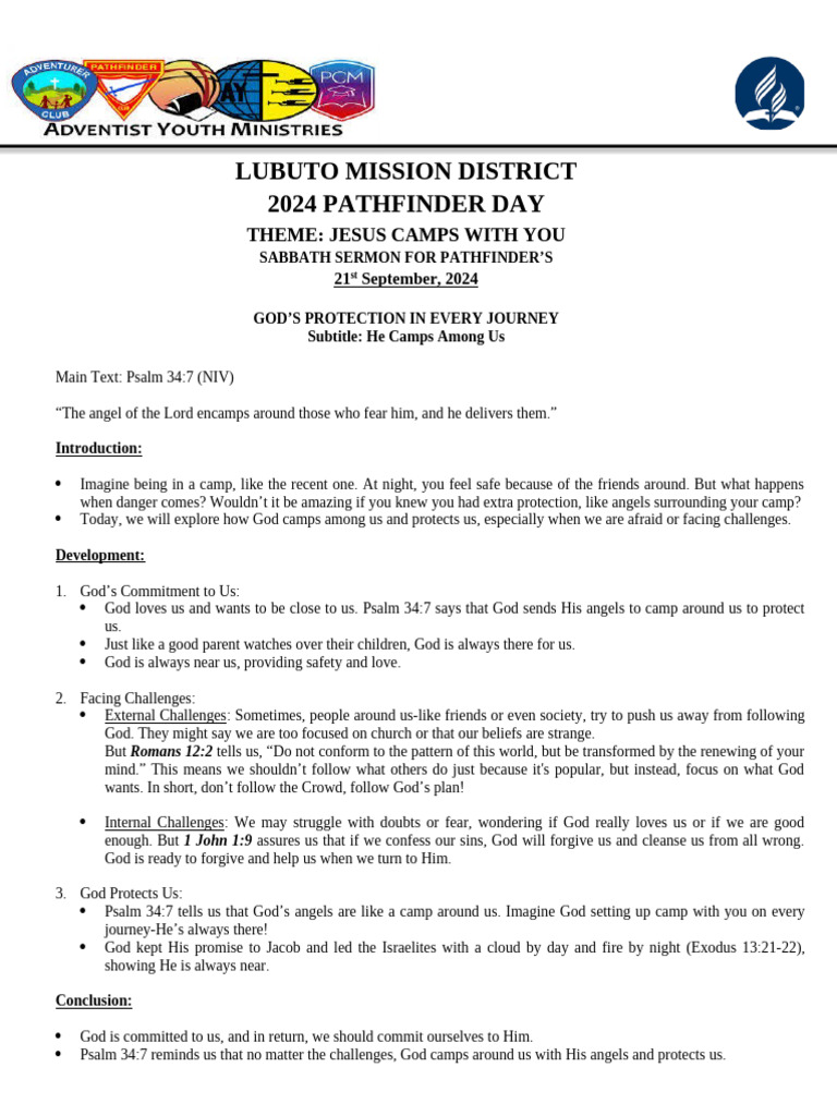 Pathfinder LMD Sabbath Sermon | PDF