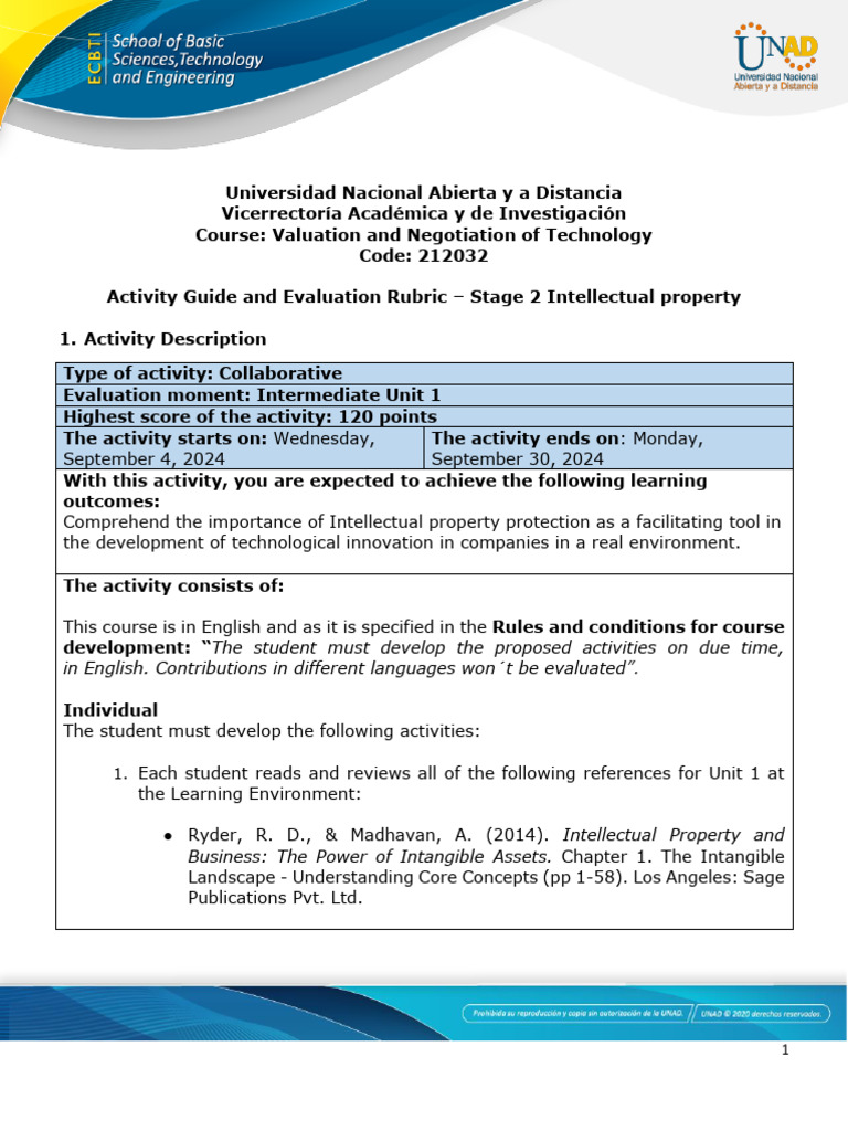 Activity Guide and Evaluation Rubric - Stage 2 - Intellectual Property ...