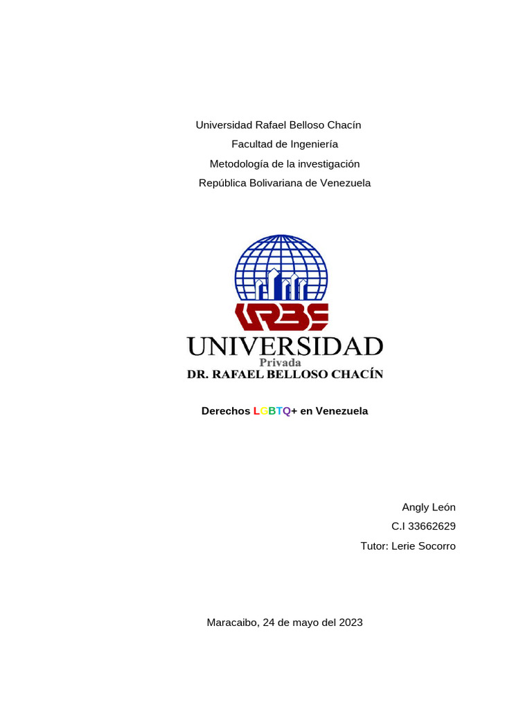 Universidad Rafael Belloso Chacín DERECHOS LGBTQ | PDF