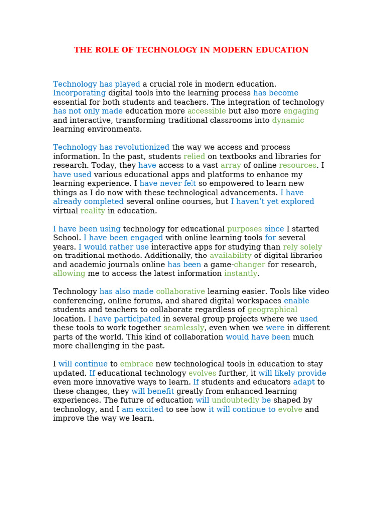 The Role of Technology in Modern Education | PDF