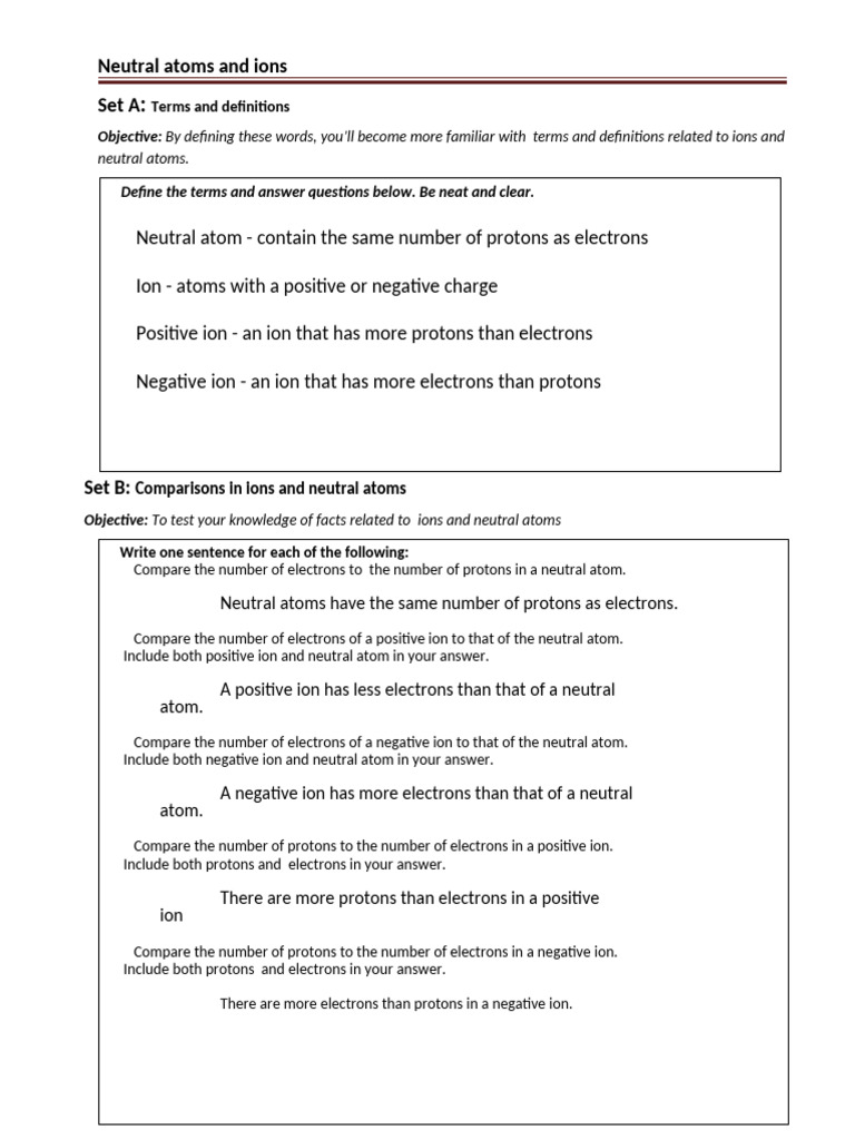 1-3.8 Neutral Atoms and Ions | PDF