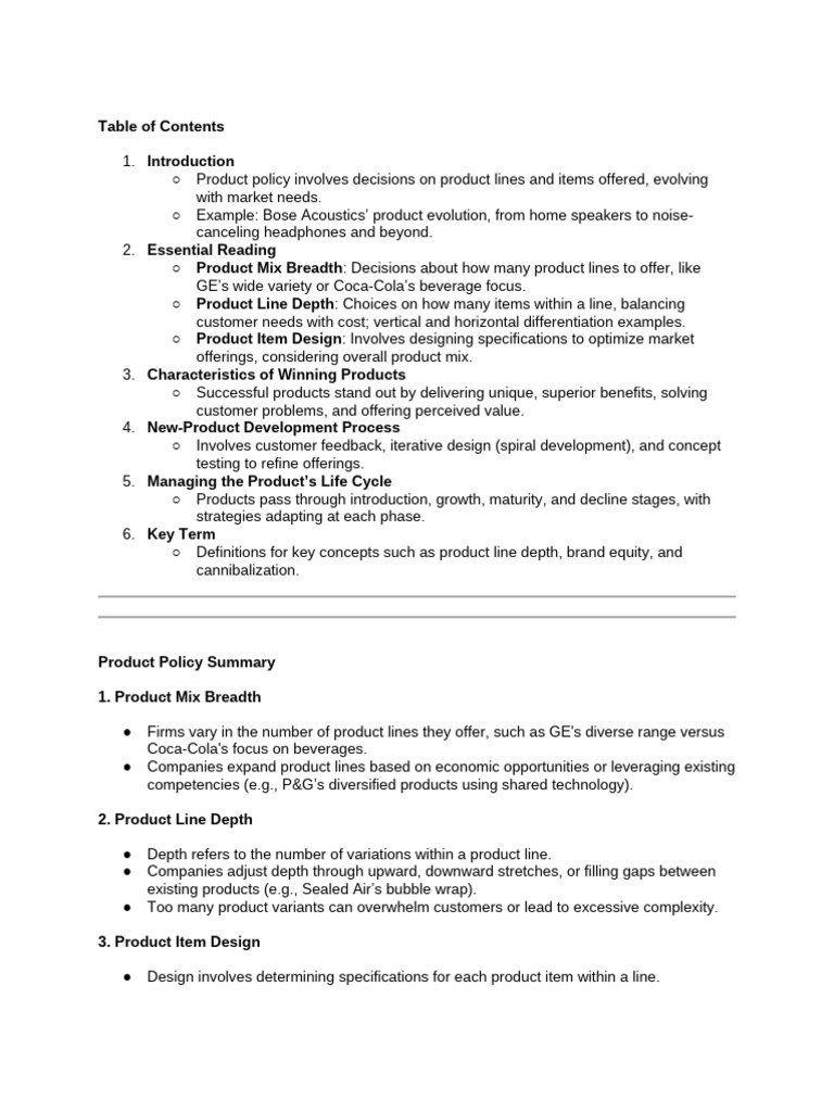 Product Policy | PDF