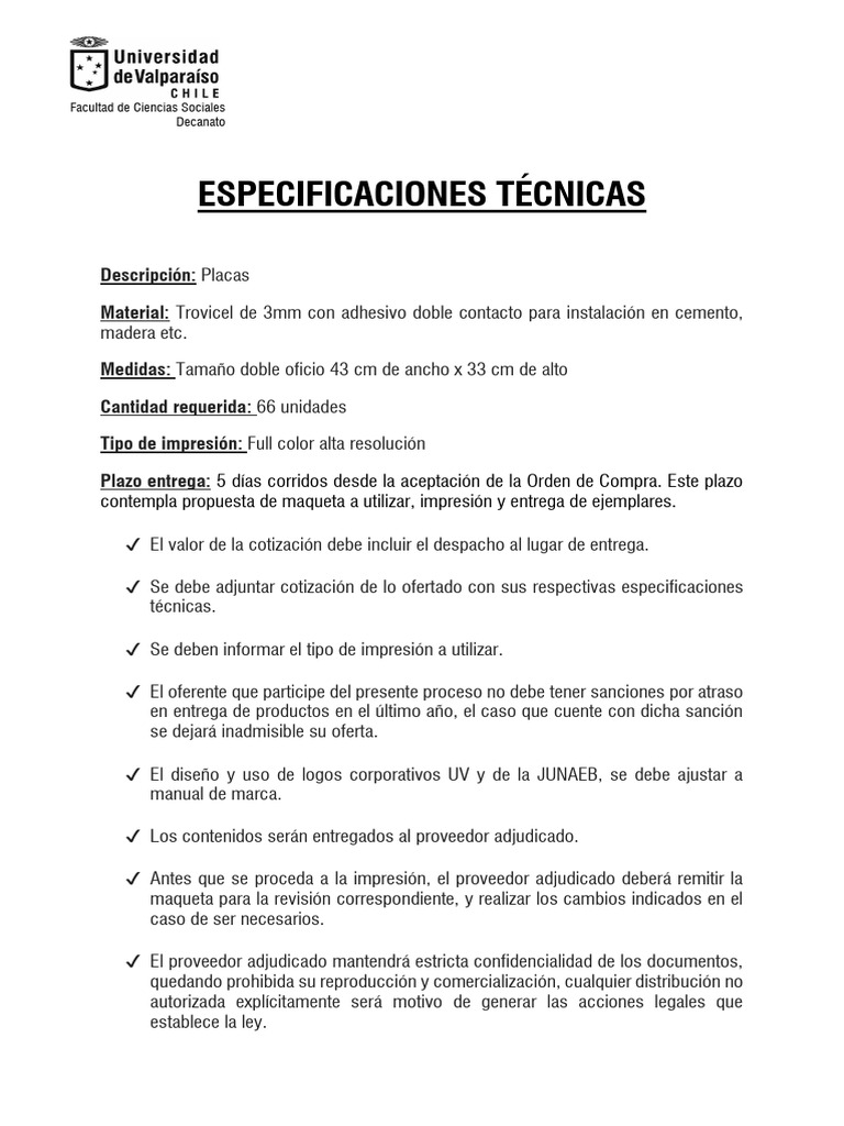 Especificaciones Técnicas Placa de Trovicel | PDF