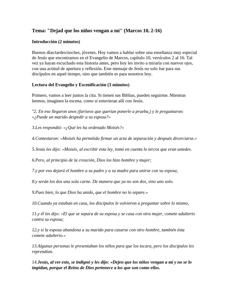 Tema 30 Sept. Dejad Que Los Niños Vengan A Mi | PDF