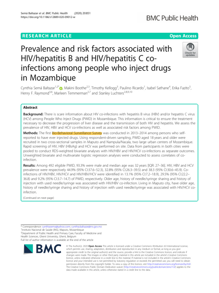 Prevalence and Risk Factors Associated With HIV/hepatitis B and HIV ...
