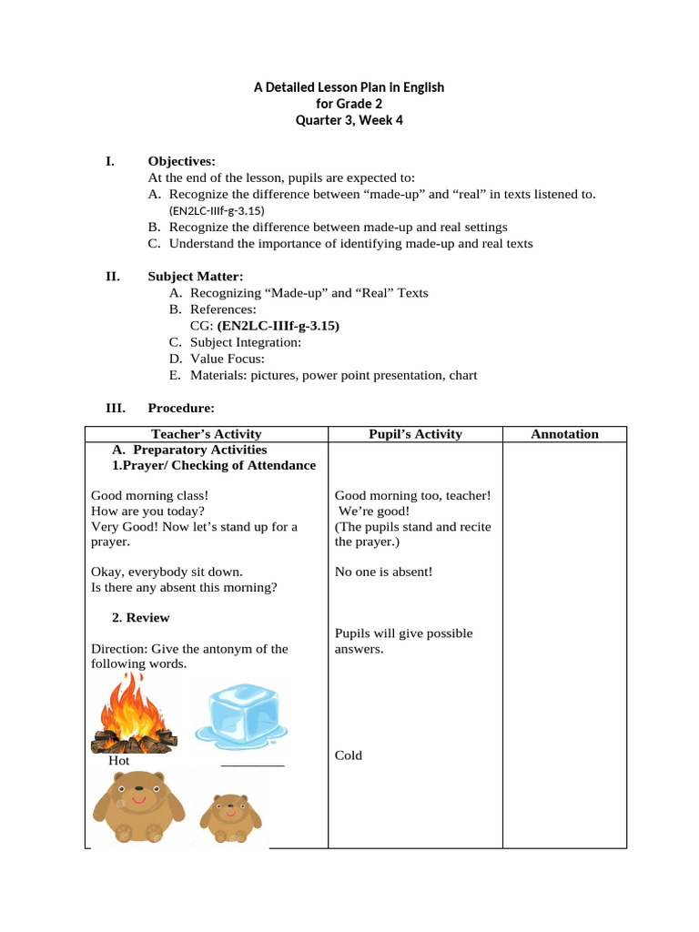 Detailed Lesson Plan in English 2 Q3 w4 | PDF