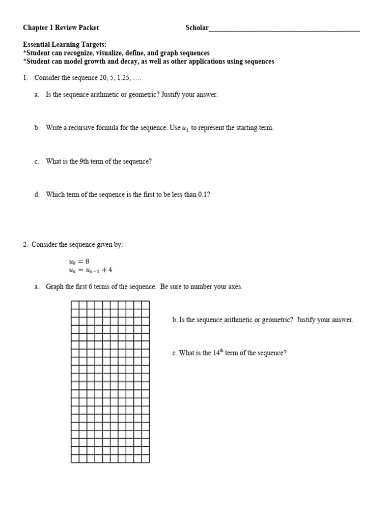 CH +1+Review+Packet+ (Updated) | PDF | Mathematics