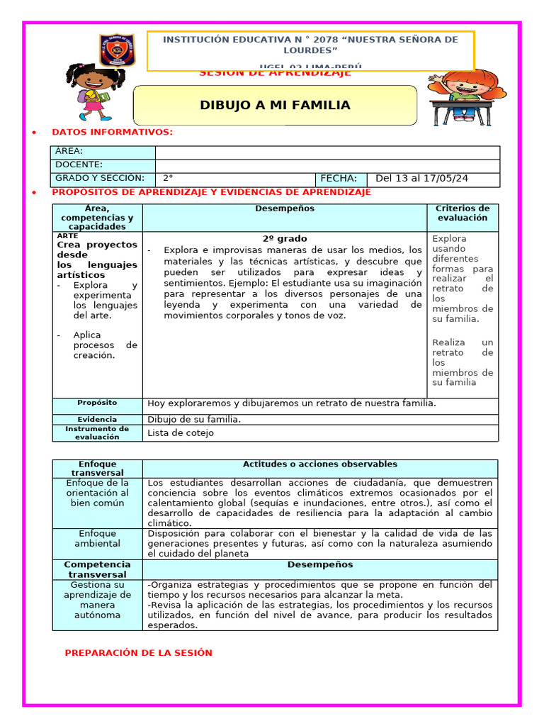 S1 Sesion Arte Dibujo A Mi Familia | PDF