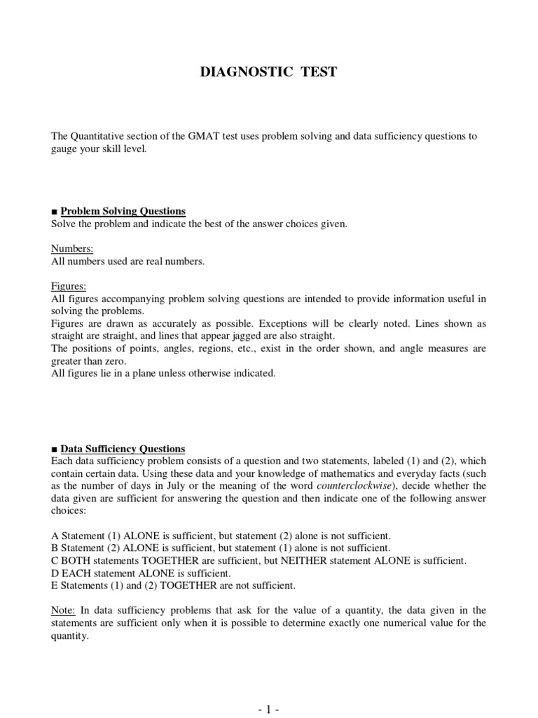 Diagnostic Test: Problem Solving Questions | PDF