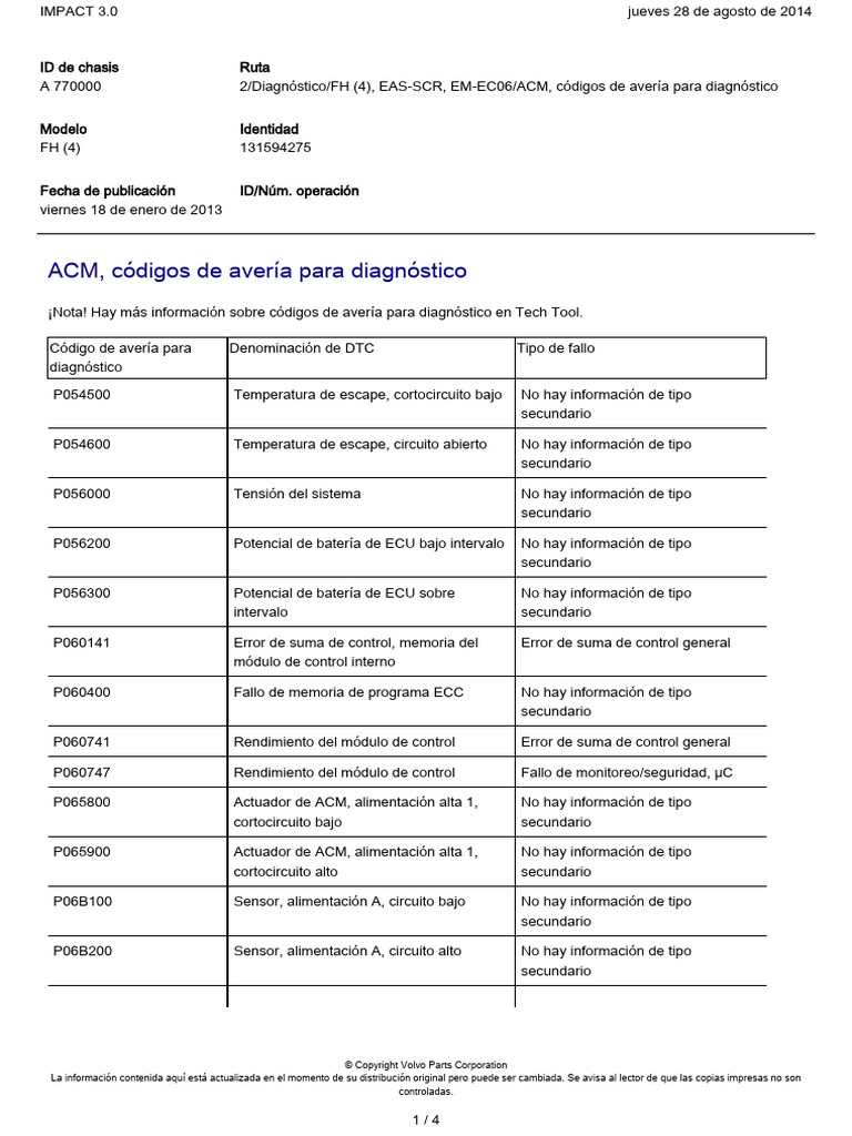 ACM, Códigos de Avería para Diagnóstico | PDF