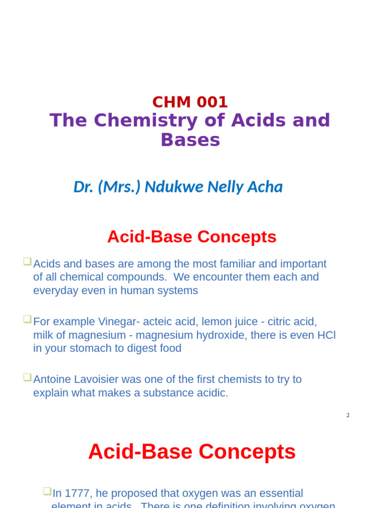 CHM 001 Acids and Bases | PDF | Acid | Ph