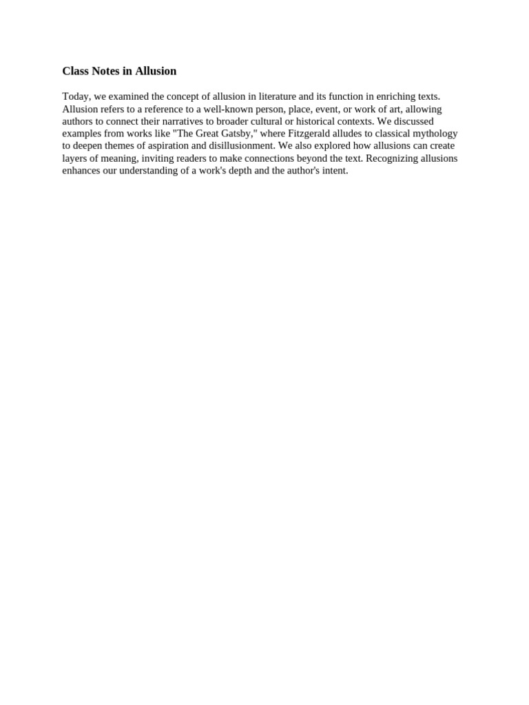 Class Notes in Allusion | PDF
