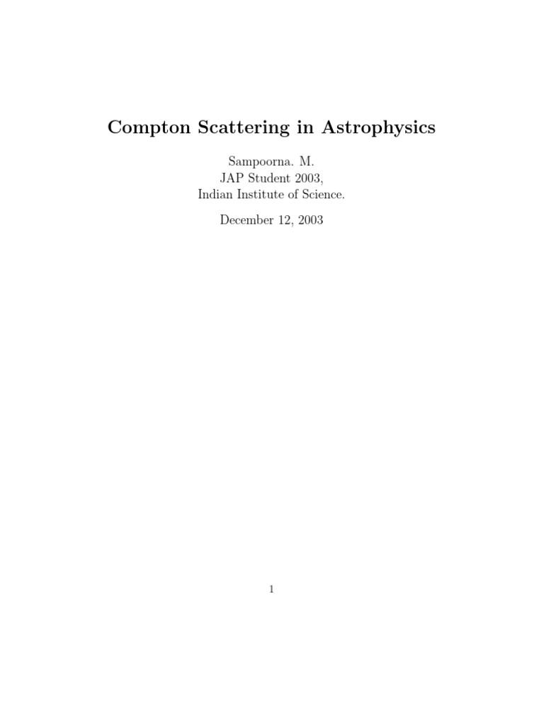 Compton Scattering in Astrophysics | PDF | Scattering | Electron