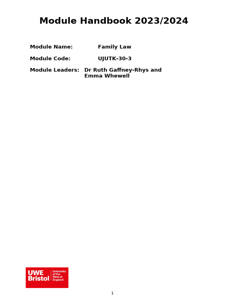 Family Law Module Handbook 2023-2024 | PDF