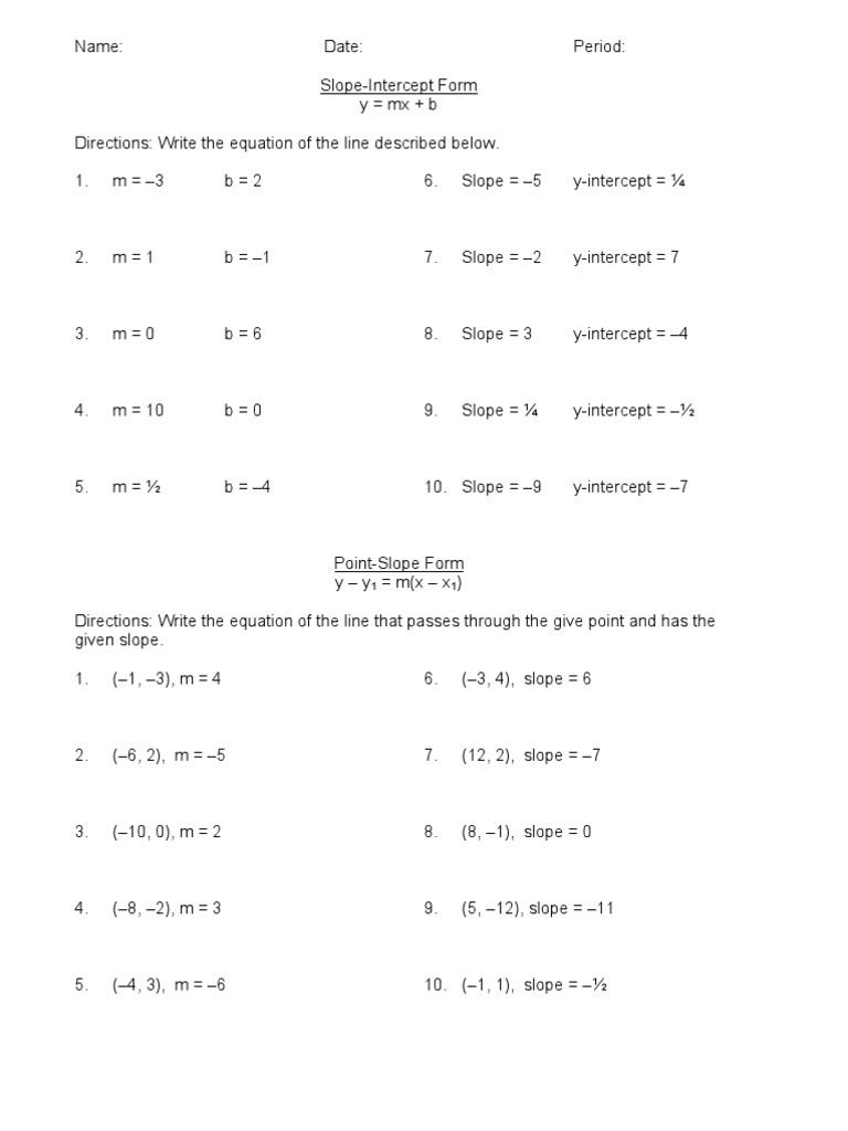 Point Slope Form | PDF