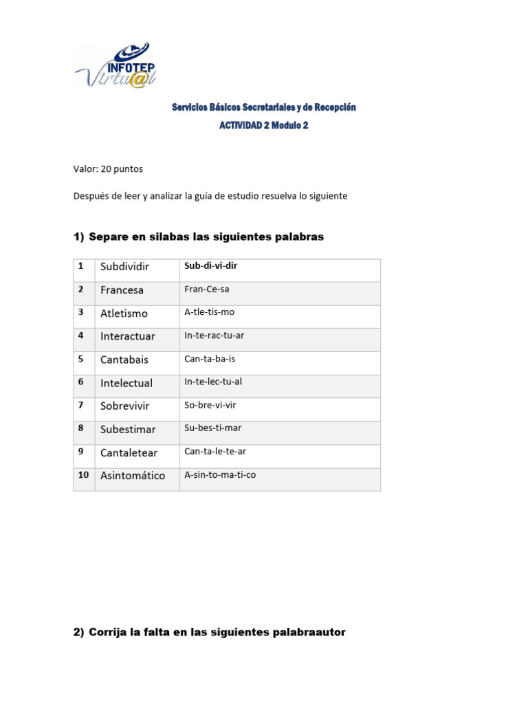 Actividad 2 Modulo 2 (1) Secretaria | PDF