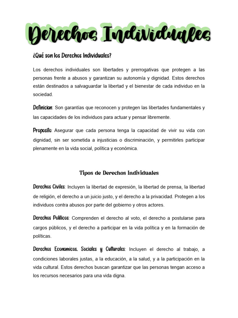 Derechos Individuales y Colectivos | PDF