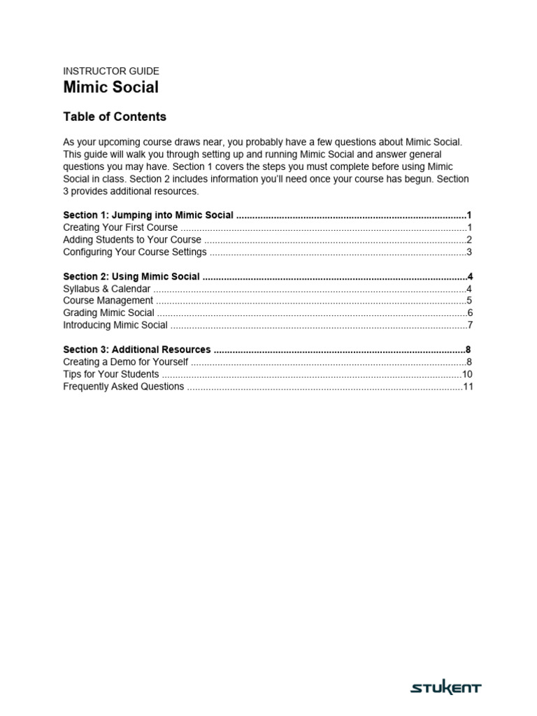 Mimic Social Instructor Guide (High School) | PDF